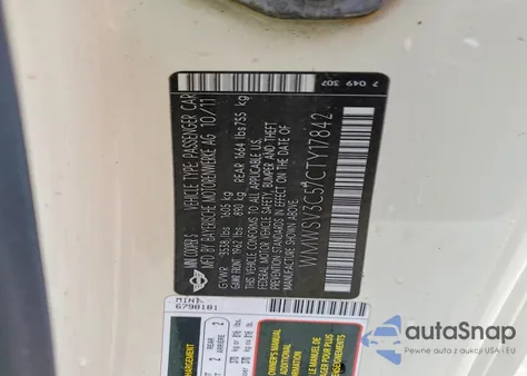 2012 Mini Cooper S z USA, uszkodzony, nr VIN WMWSV3C57CTY17842